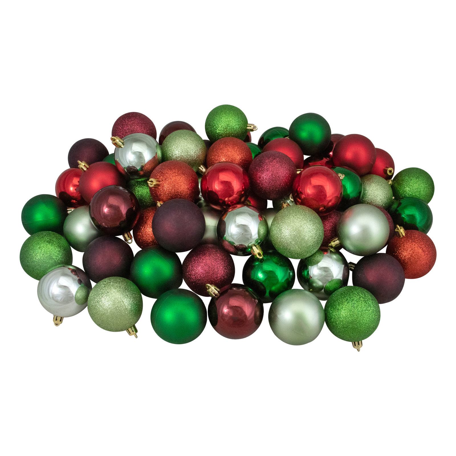 Shatterproof Christmas Ball Ornaments 2.5" (60mm), Red/Burgundy/Green