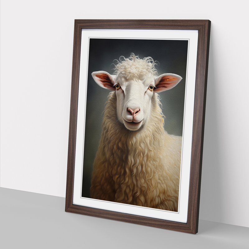 Sheep Realism - Framed Print, 34cm H x 25cm W x 2cm D, Walnut