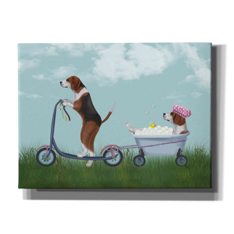 Beagle Scooter - Impression sur toile tendue