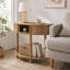 Console en demi-lune de 31,5 po avec rangement, canapé de style campagnard pour le vestibule du vestibule (noyer)