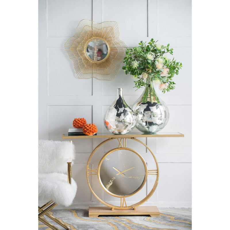 Vase de table en verre argenté, H 17,7 po x l 12,8 po x P 12,8 po