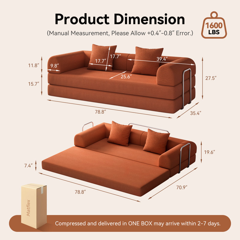 Canapé-lit modulaire Boneless, Orange