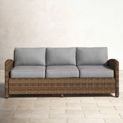 Lawson 80.5"" Wide Outdoor Wicker Patio Sofa with Cushions -  Birch Lane™, B8C65ED0F8DA42B8B863D424EF652005