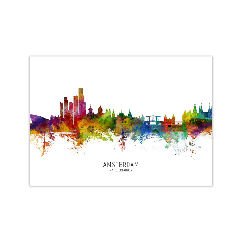 Amsterdam Netherlands Skyline by Michael Tompsett - Print, 30cm H x 42cm W x 1cm D, Unframed