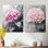 Doux hortensia rose en niveaux de gris I - botanique, impression murale 2 pièces