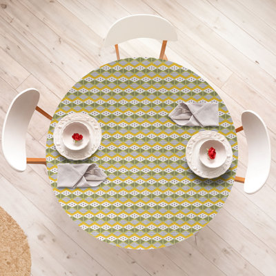 East Urban Home Tribal Fitted Round TableclotMulticolor 77707