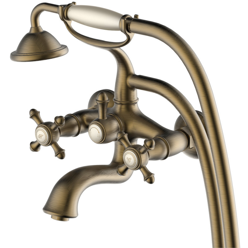 Mackennal 2 Handle Bath Shower Mixer Bath Filler with Diverter, Antique Bronze