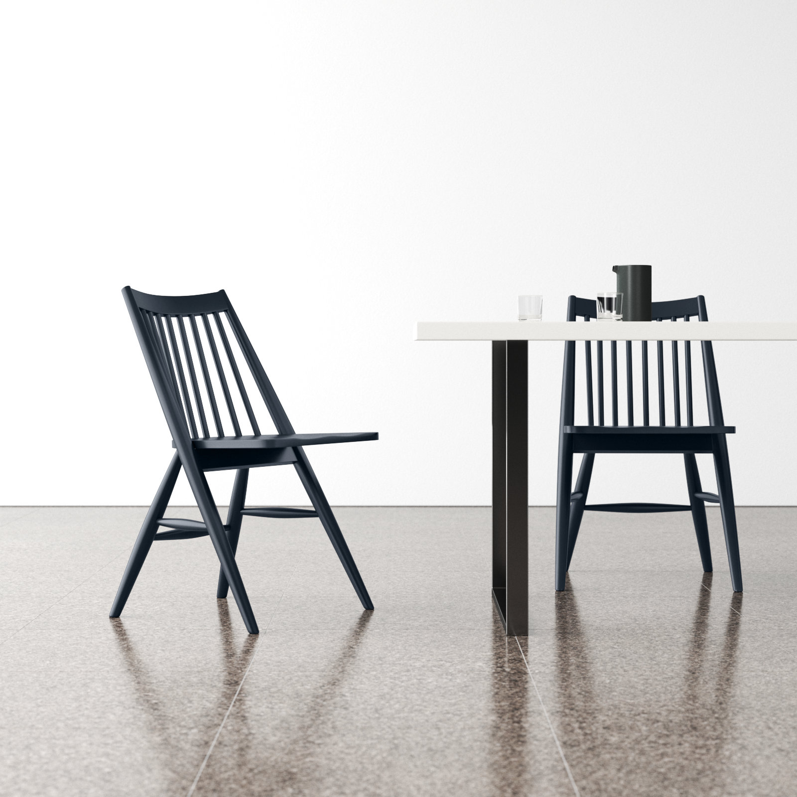 Kloss Solid Wood Slat Back Side Chair, Dark Gray
