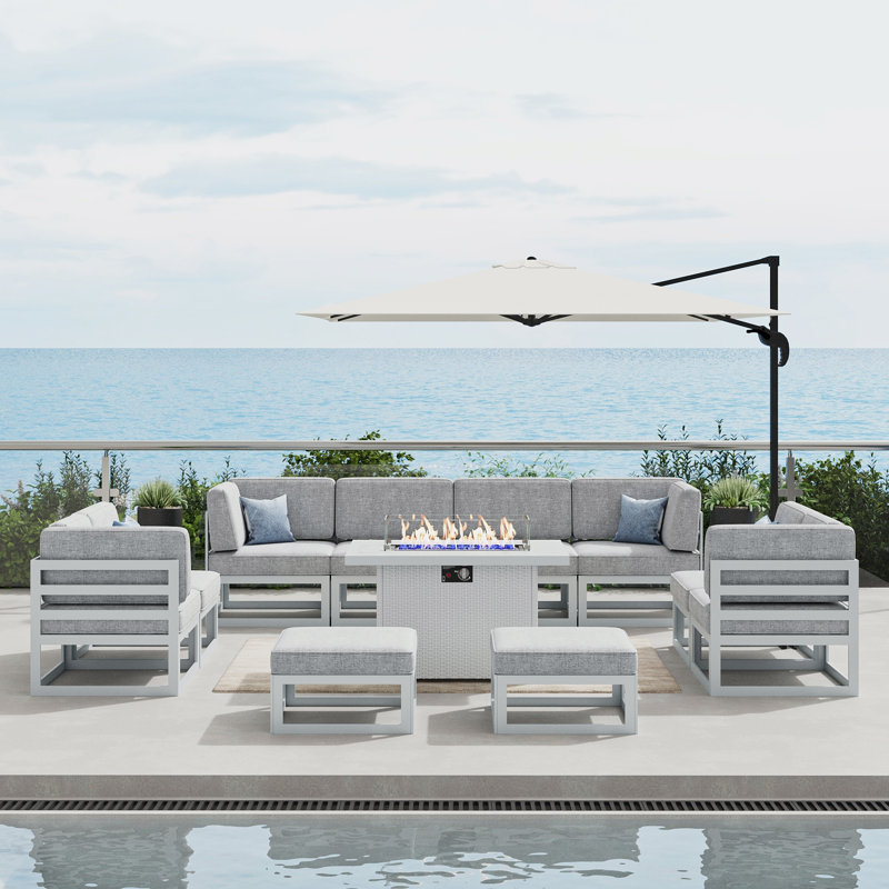 Outdoor Armless Lounge Chair, Light Grey, White