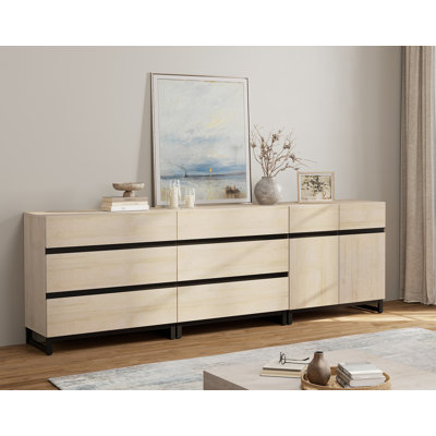 Aadam Wood 6-Drawer Dresser with Metal Base