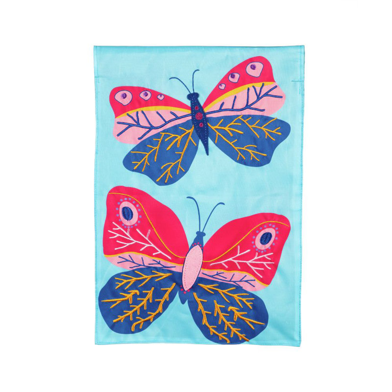 Magnifique nylon à 2 côtés 18 po x l 13 po papillons drapeau de jardin