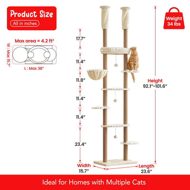 Tenley 101.6'' H Cat Tree, Light Beige