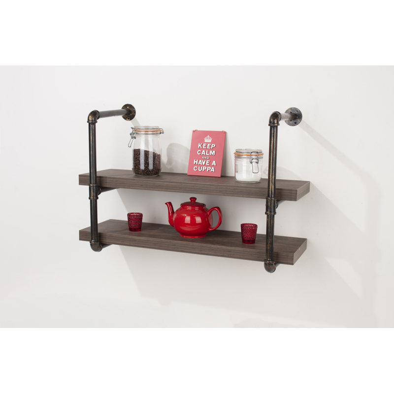 Wakefield Wall Shelf twin pack with pipe design brackets