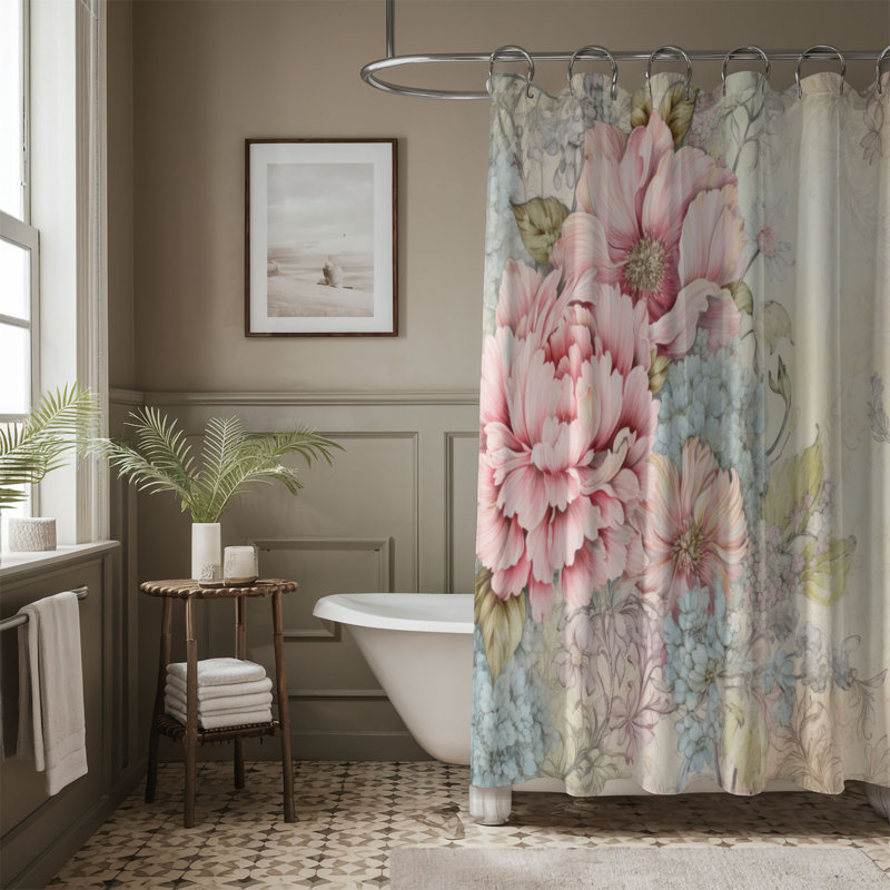 Rideau de douche 1 pièce Soft Petals, H 74 po x l 71 po