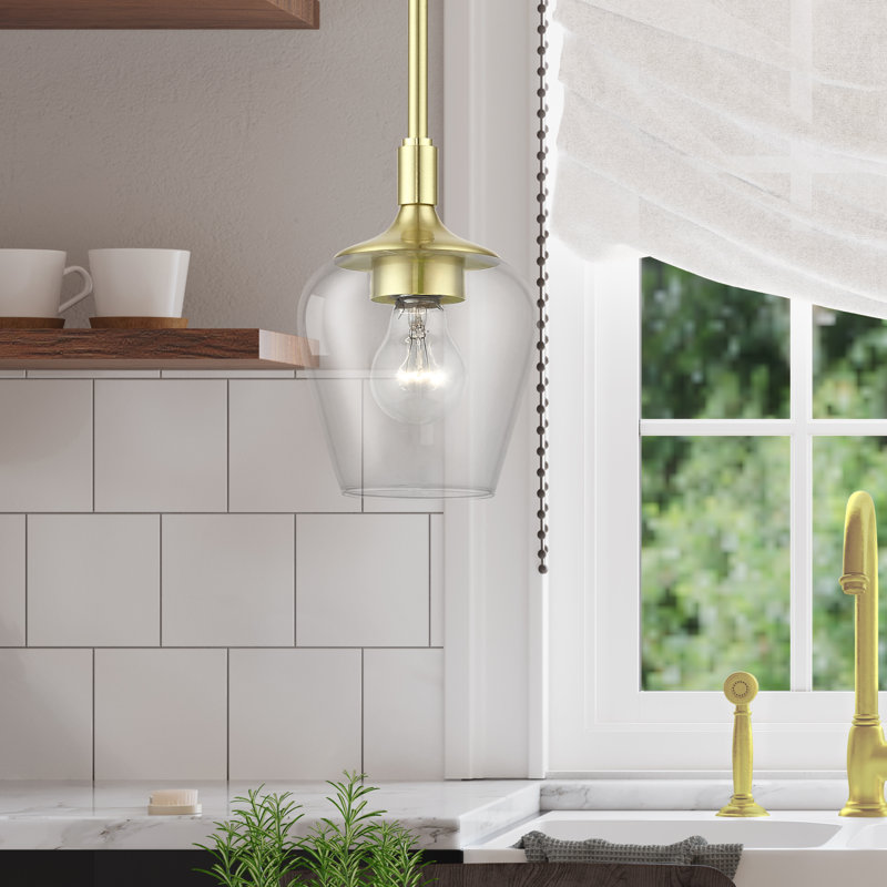 Luminaire suspendu en forme de dôme à 1 lumière Duboise, Laiton satiné