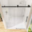 54"X76" Shower Door  Single Sliding Frameless With Matte Black Hardware And 1/4" Tempered Glass For Modern Bathroom
