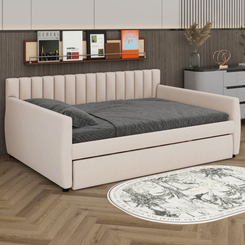 Lit de jour rembourré Zechari, Beige