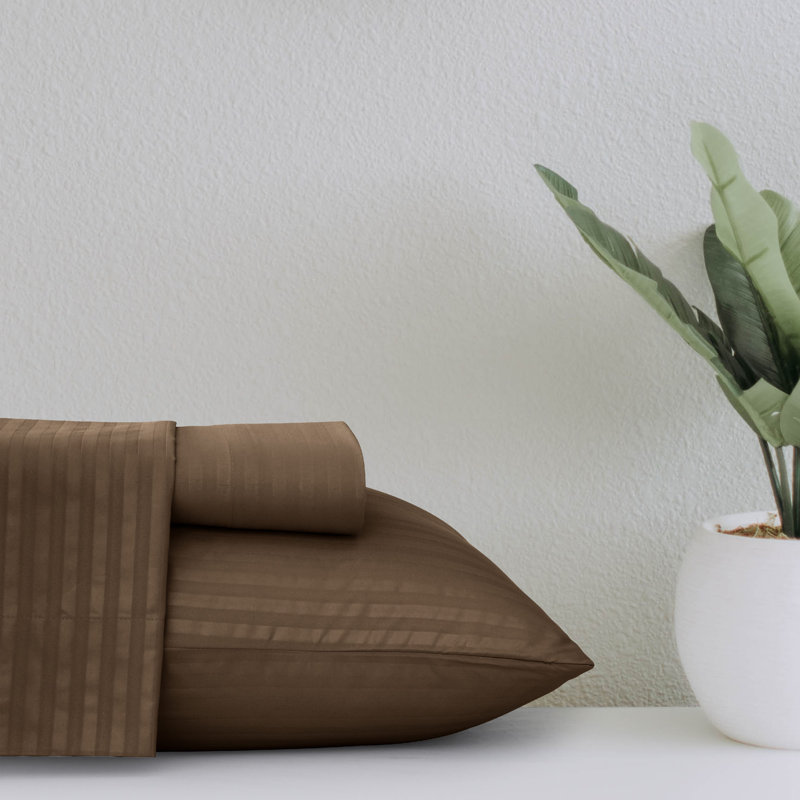 Lux Decor Collection Brushed Microfiber Sheet Set with Fitted Flat Sheets & Pillowcase, Brown