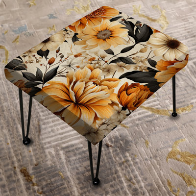 Autumn Cottage Flowers Pattern - Floral Rectangle Ottoman