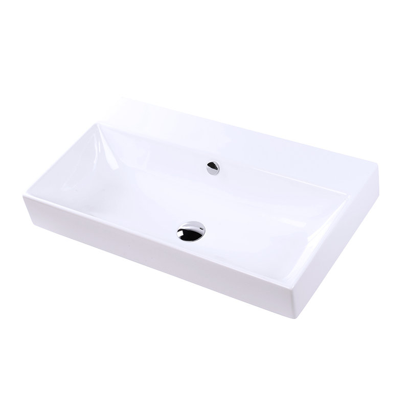 Aquasei Porcelain 31.75" Dual Mount Bathroom Sink with Overflow, 0 Hole