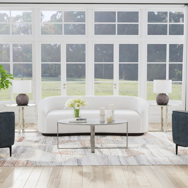 Flores 48" Industrial Oval Metal Nickel Coffee Table