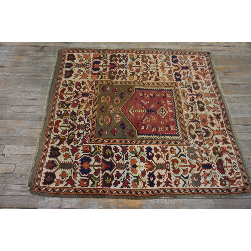 Antique Bergama Turkish Medallion Knotted Rug