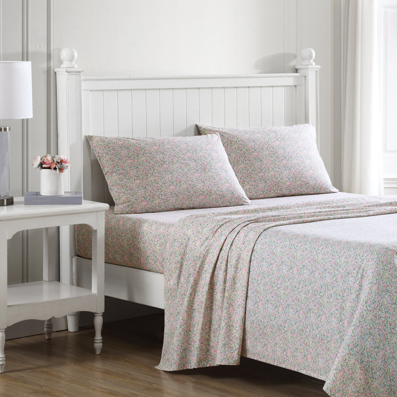 Percale Novelty 200 Thread Count Printed Cotton Sheet Set, Twin XL Sheet Set with 1 Standard Pillowcase,  Pink Loveston