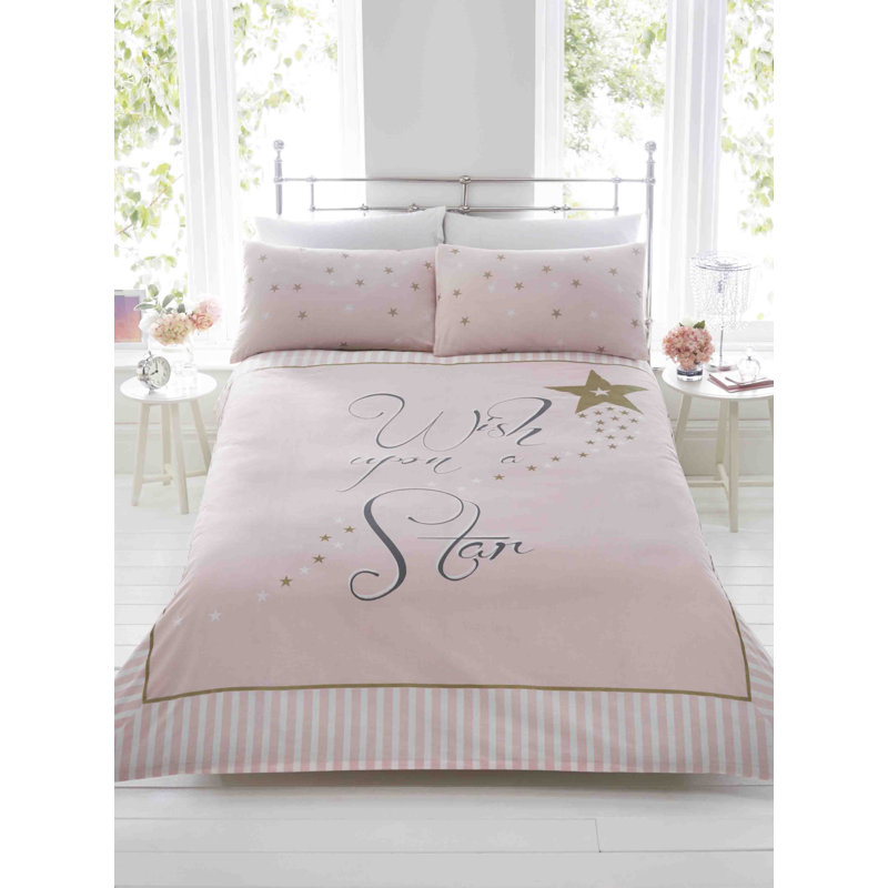 Key Cotton Blend Graphic Print & Text Duvet Cover Set with Pillowcases, Double - 2 Standard Pillowcases