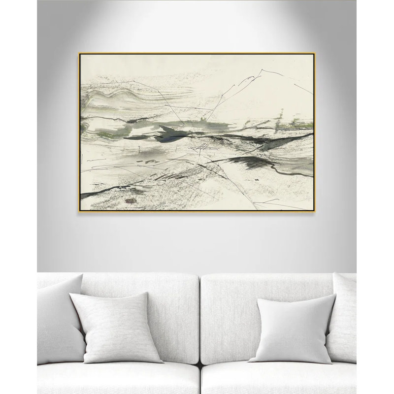 Green Sketches by PI Studio, 41.5" H x 61.5" W x 2" D, No Mat, Gold Floater Framed