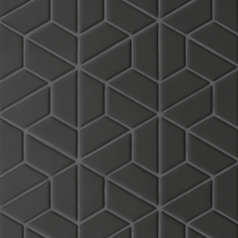 Le Cafe 1" x 2" Half Hexagon Matte Porcelain Mosaic, Black