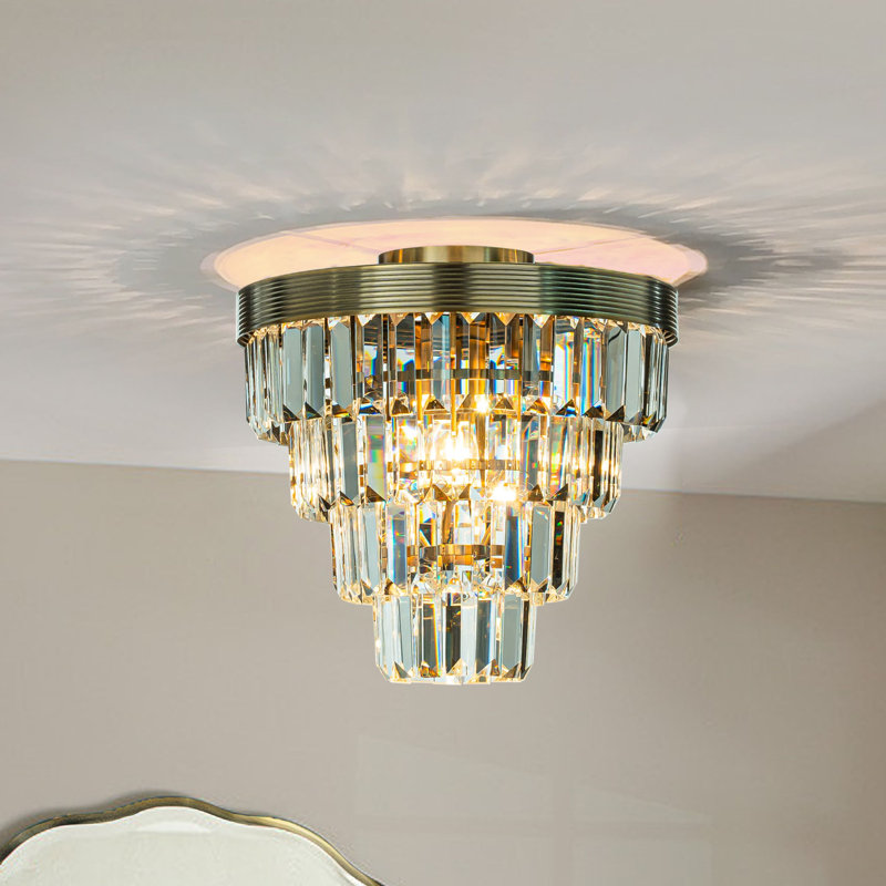 Azani Crystal Flush Mount, Antique Bronze