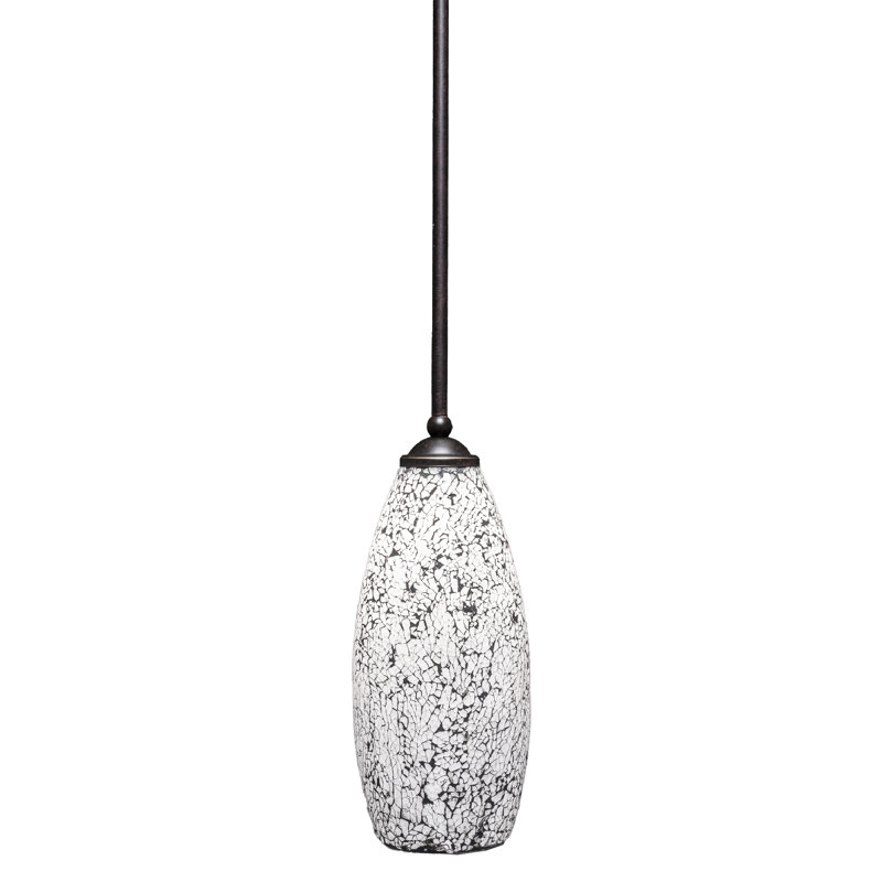 Mini-luminaire suspendu Zilo avec verre fusion, H 12,75 po x l 5,5 po, Noir, Granit foncé