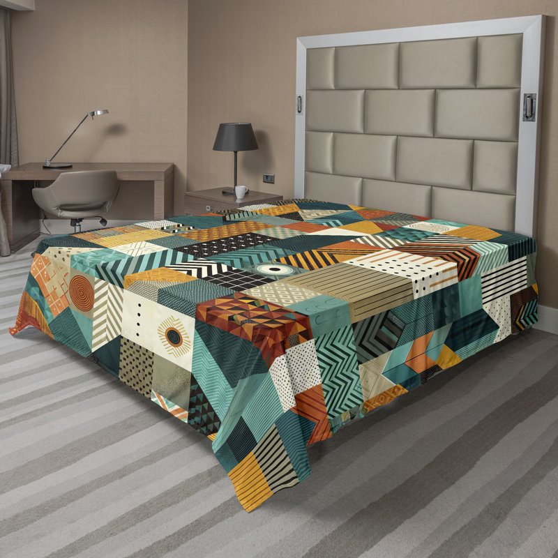 Polyester Geometric Flat Sheet, Queen Flat Sheet