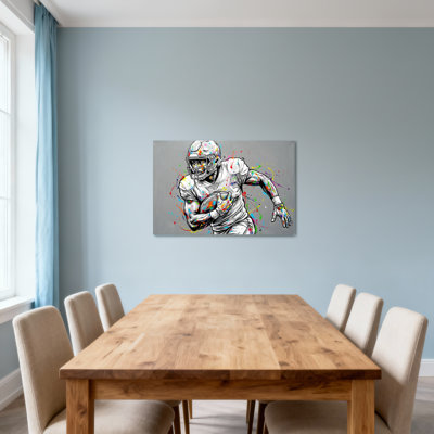 Fashion Football Player In Motion With Colorful Splashes