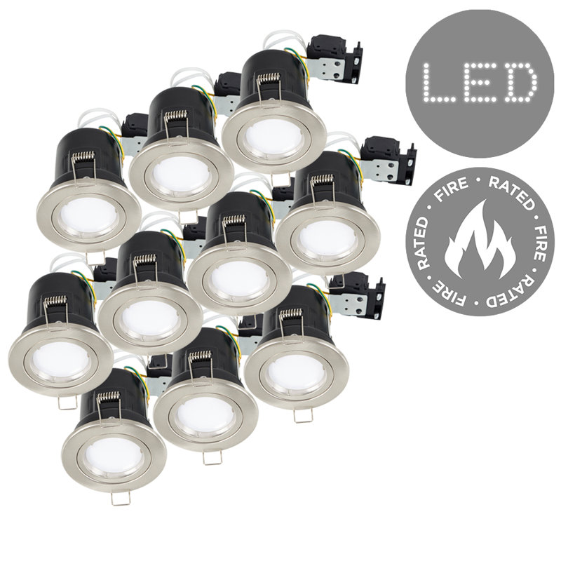 Ames Twist and Lock Fire Rated Retrofit Downlight, Brushed Chrome