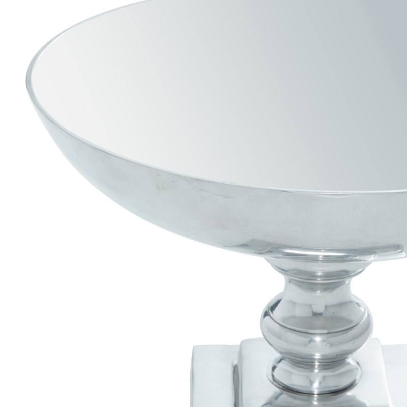 Elegant Silver Aluminum Traditional Decorative Bowl with Stand