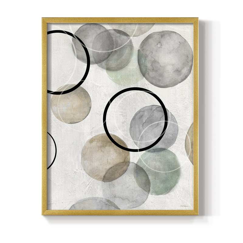 Bulles I, reproduction encadrée - bois massif, H 11 po x l 9 po, Doré