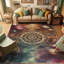 Ambesonne Galaxy Rug Carpet Dreamy Starry Outer Space Pale Camel Dried Rose-97178295