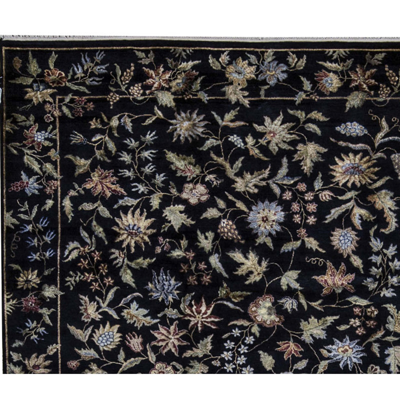 Tapis noir et rouge de haute qualité noué à la main