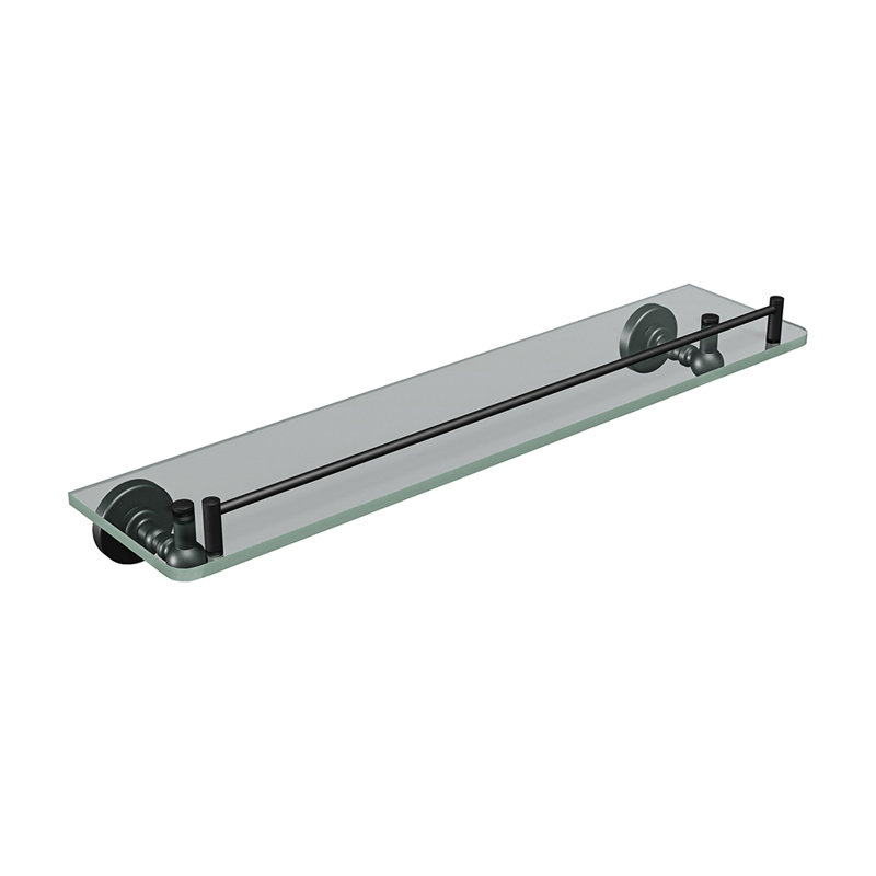 Ember Wall-Mounted Glass Shelf - Matte Black, Premium Brass Construction, Installation Hardware Included, Matte Black