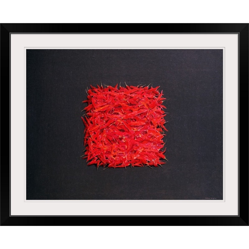«Ankeus Chillies» par Lincoln Seligman, reproduction d'art, Cadre noir, H 35 po x l 44 po x P 1 po