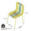 Paquet de 4 chaises à blocs de couleur moderne à rayures avec table longue blanche 55 po Summer - Intérieur, extérieur, résistant aux rayons UV, pieds en métal robustes, sièges en PP confortables