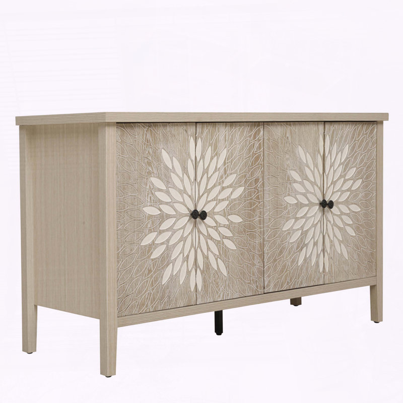 Buffet moderne avec portes sculptées, Naturel