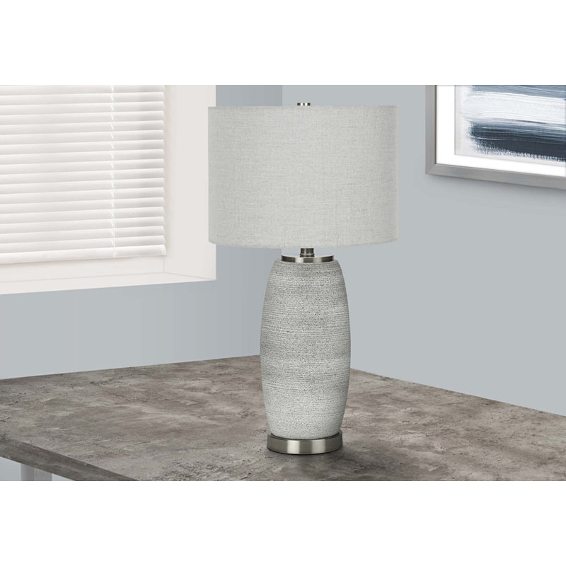 Lighting, 25 po, lampe de table, céramique grise, abat-jour gris, moderne