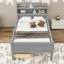 Lit plateforme simple en bois avec tiroirs de rangement, tablettes, port USB et lumière DEL-1072572152