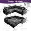 Canapé modulaire en L 88,2 po avec lit escamotable, canapé-lit convertible 5 places avec garniture cloutée, canapé-lit surdimensionné en chenille pour salon et chambre d'amis