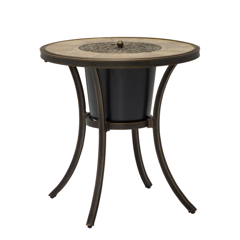 Round Metal Outdoor Dining Table , 28'' in. W 28'' in. D