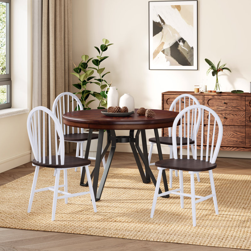 Vidrine 5-Piece Wood Dining Set, Brown/White, Brown