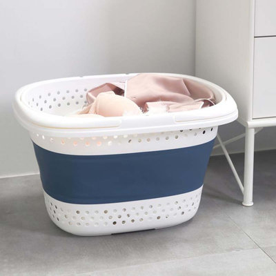 Panier à linge pliable en plastique, bac à linge portatif avec poignée, rangement peu encombrant