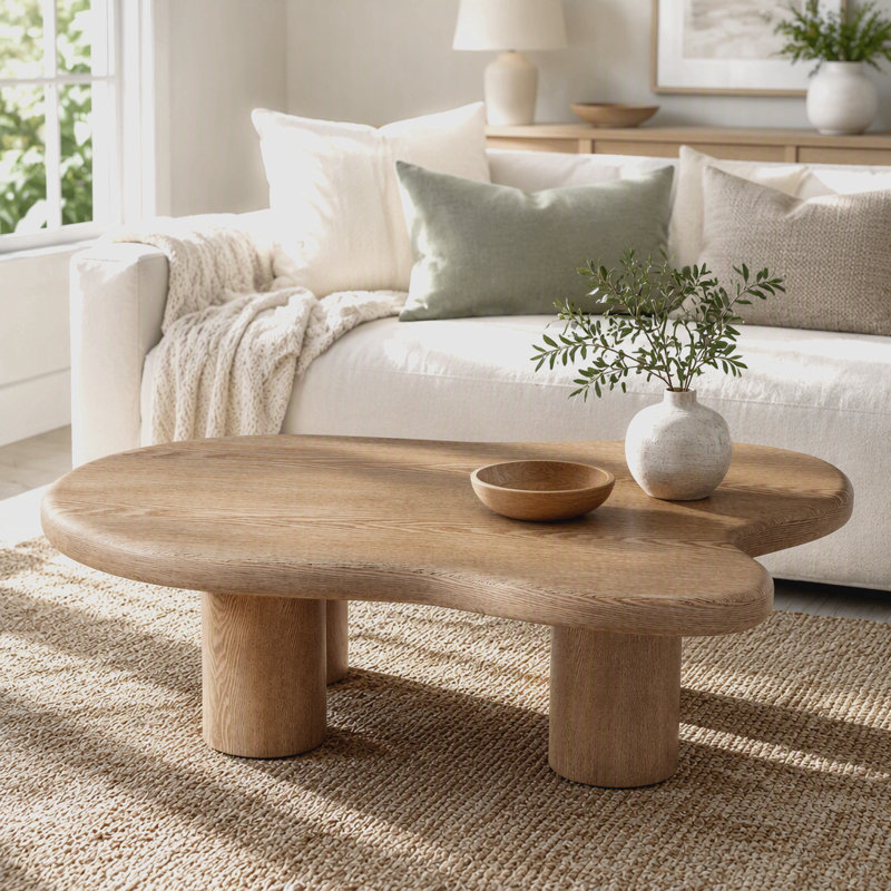 Table basse en noyer de forme libre, centre de table en bois d'ingénierie pour le salon